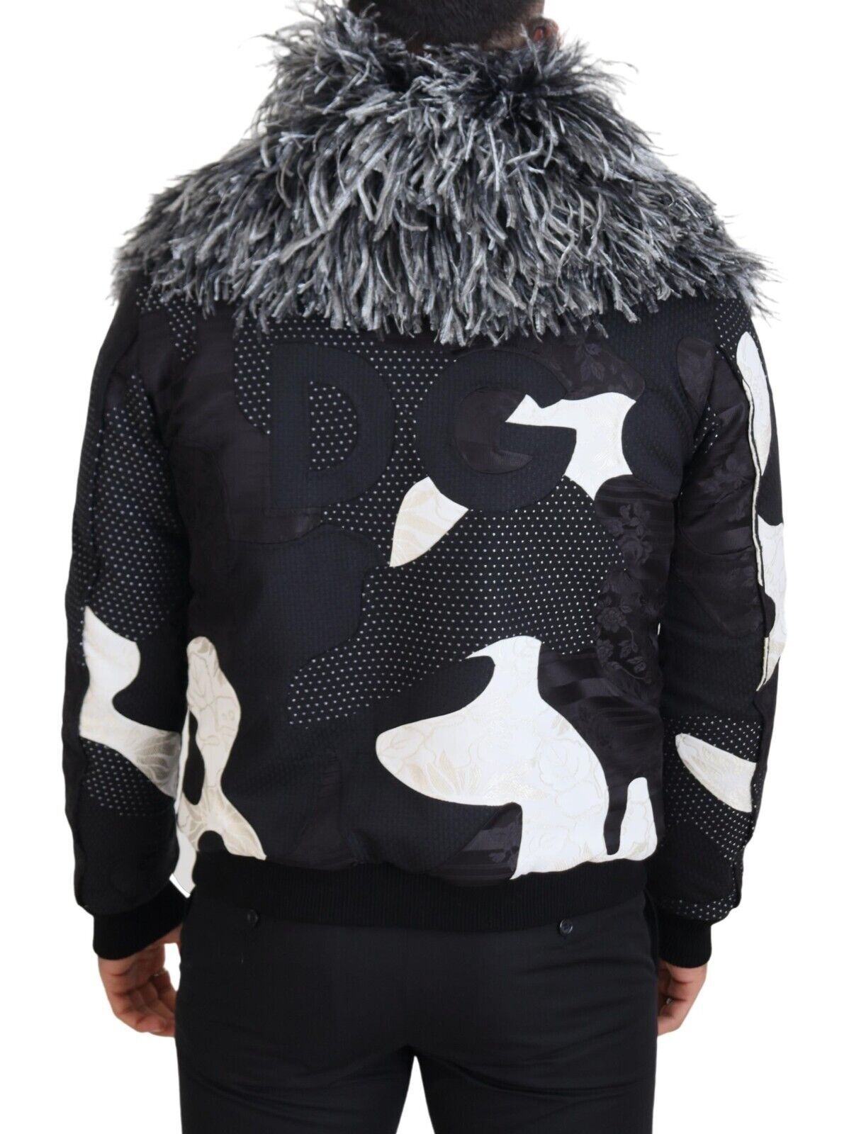 Dolce & Gabbana Black White Fur Shearling Full Zip Jacket Dolce & Gabbana