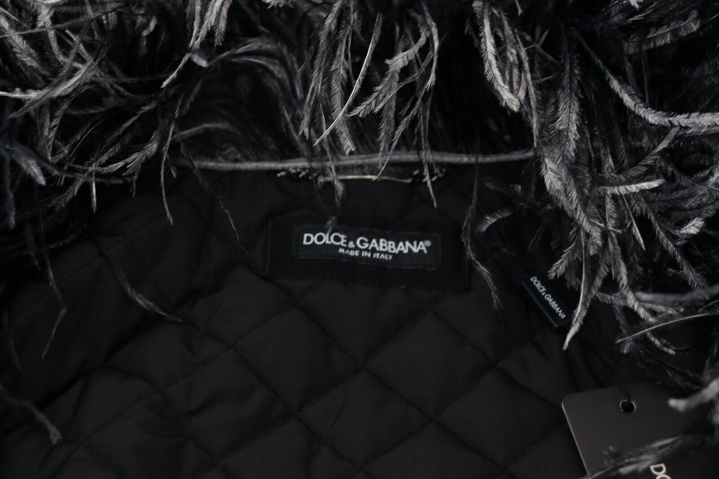 Dolce & Gabbana Black White Fur Shearling Full Zip Jacket Dolce & Gabbana