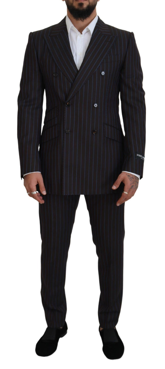 Dolce & Gabbana Black Striped Wool Formal 2 Piece Suit Dolce & Gabbana