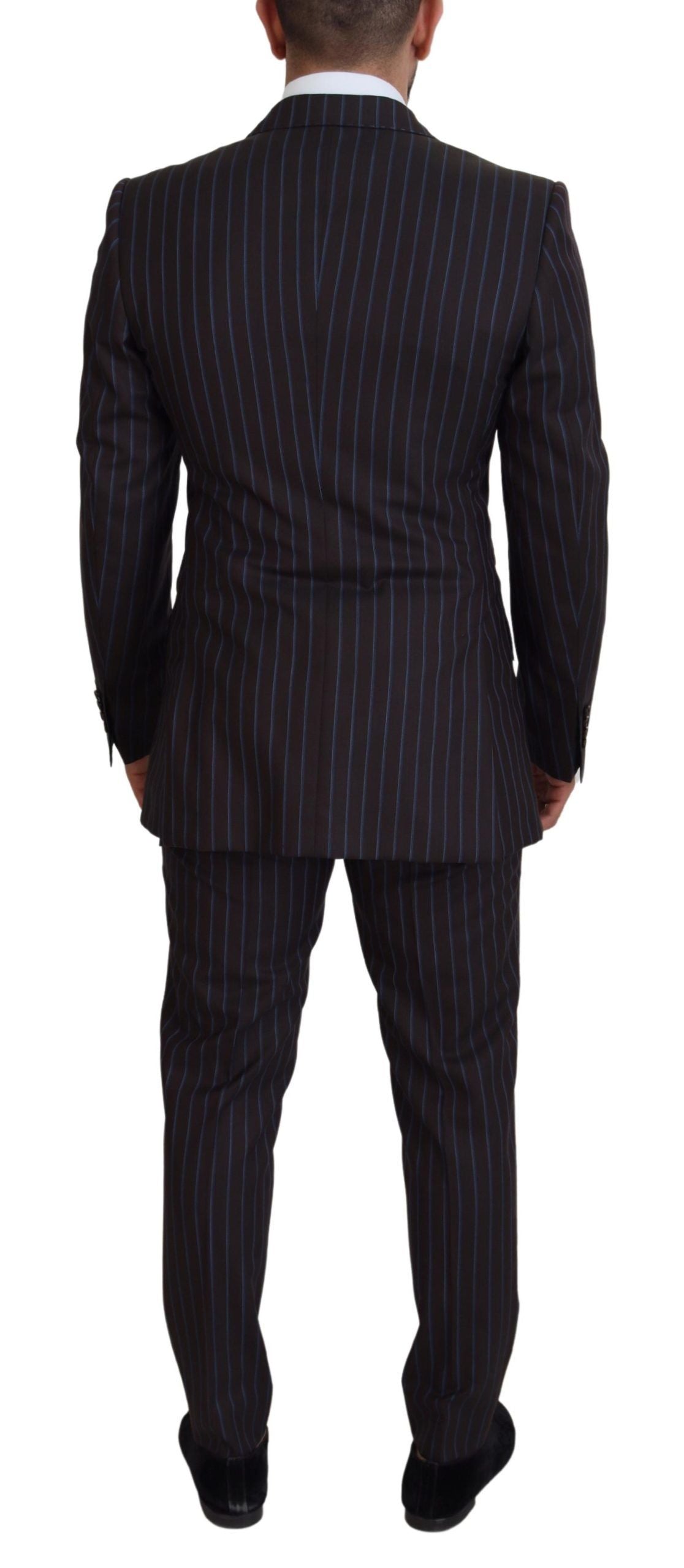 Dolce & Gabbana Black Striped Wool Formal 2 Piece Suit Dolce & Gabbana