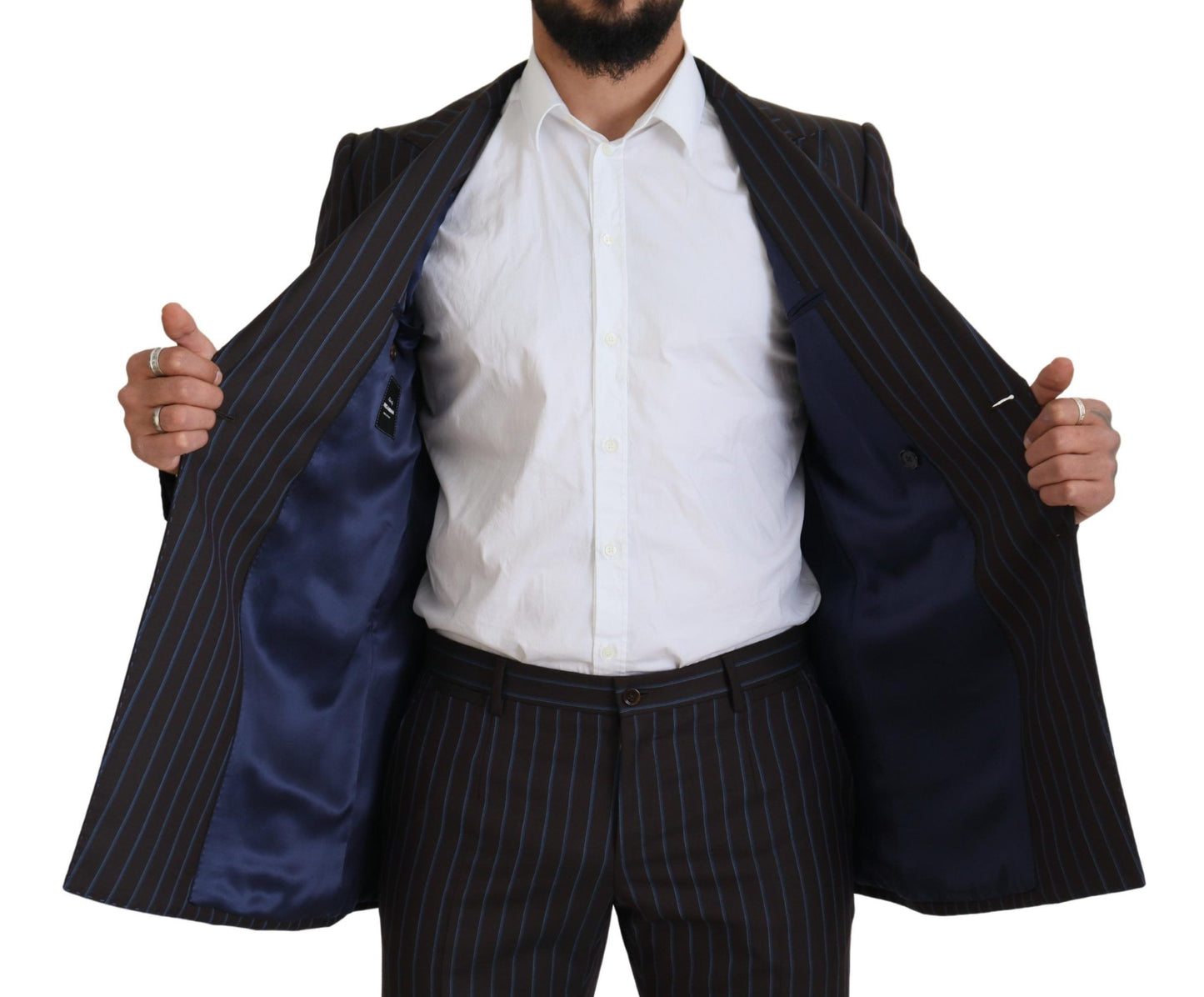 Dolce & Gabbana Black Striped Wool Formal 2 Piece Suit Dolce & Gabbana