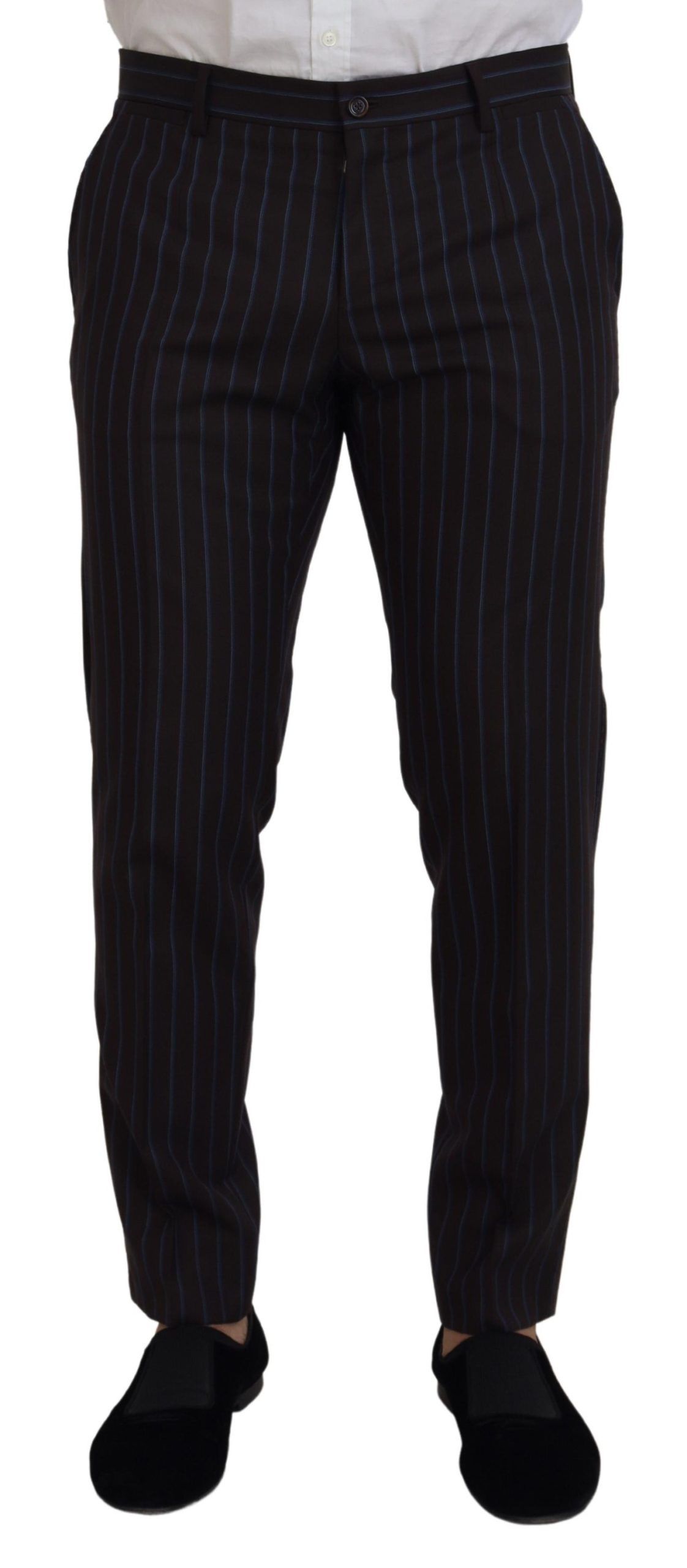 Dolce & Gabbana Black Striped Wool Formal 2 Piece Suit Dolce & Gabbana