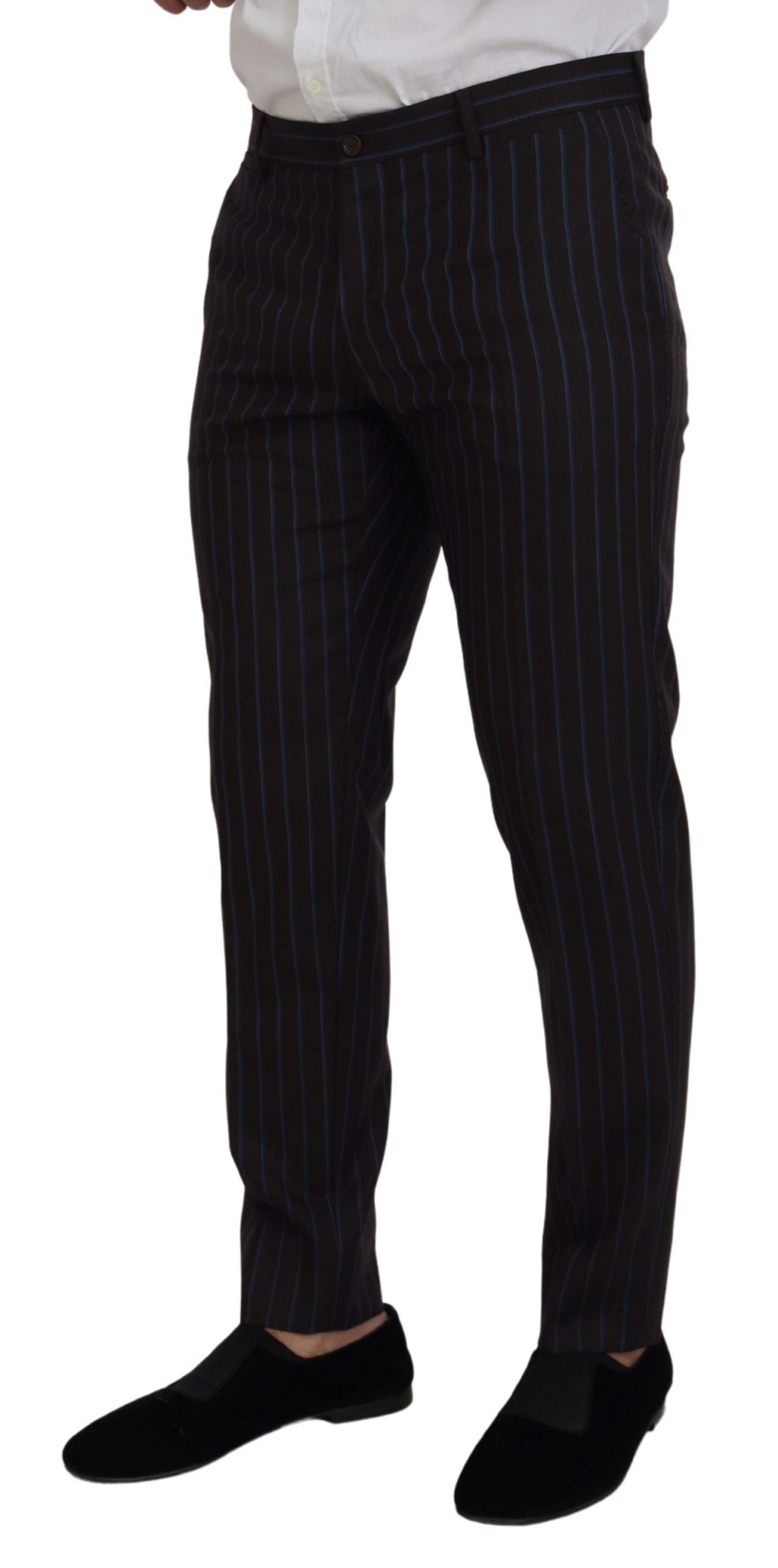Dolce & Gabbana Black Striped Wool Formal 2 Piece Suit Dolce & Gabbana
