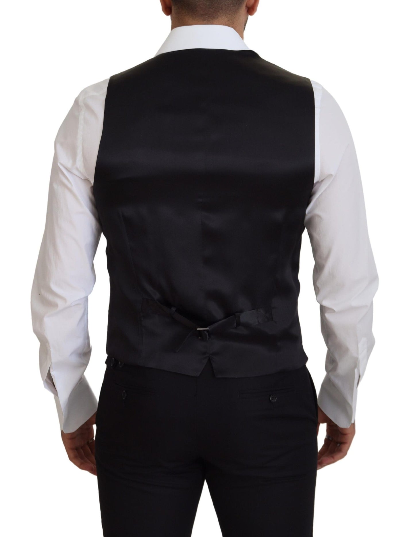 Dolce & Gabbana Black Virgin Wool Waistcoat Formal Dress Vest Dolce & Gabbana