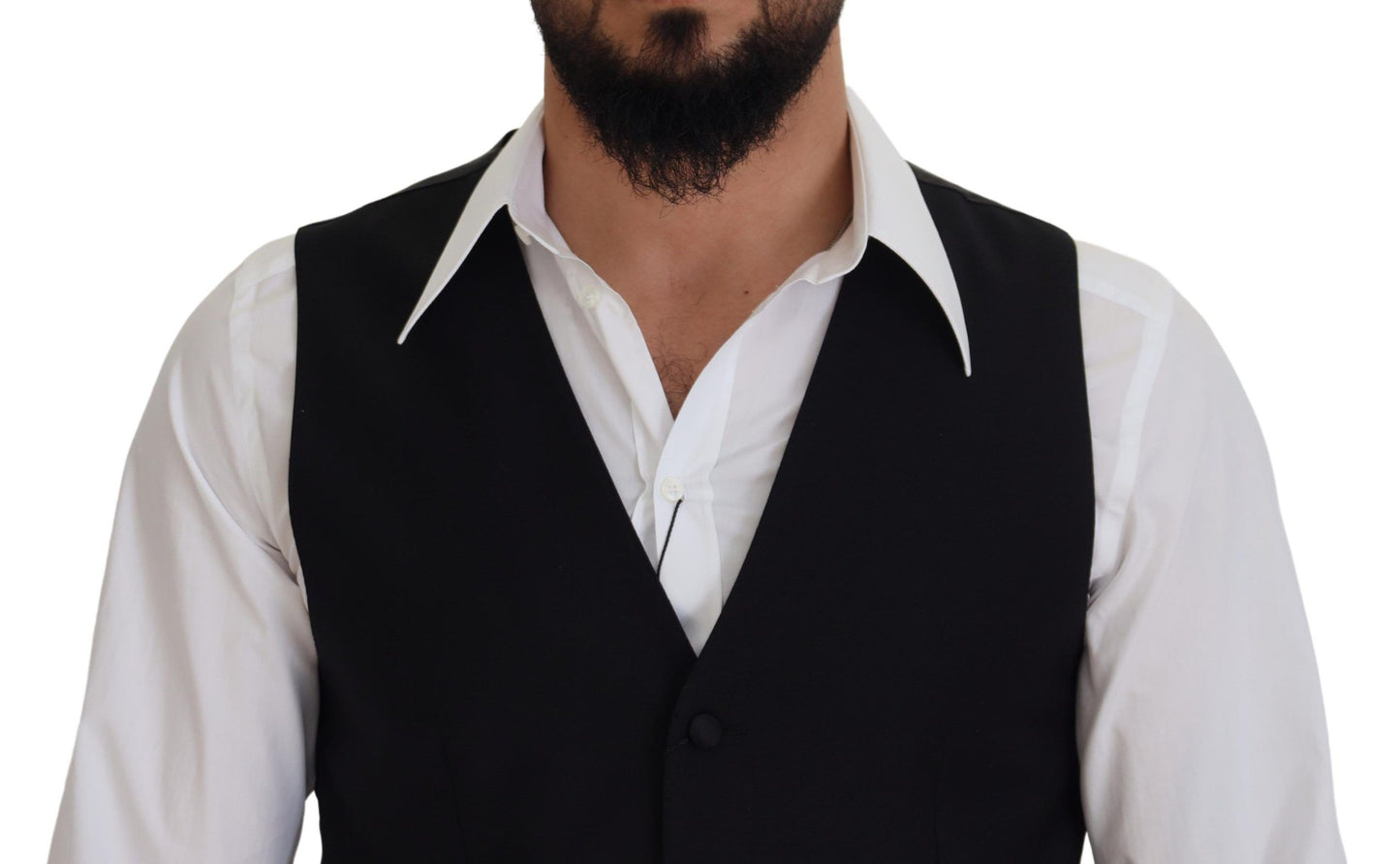 Dolce & Gabbana Black Virgin Wool Waistcoat Formal Dress Vest Dolce & Gabbana