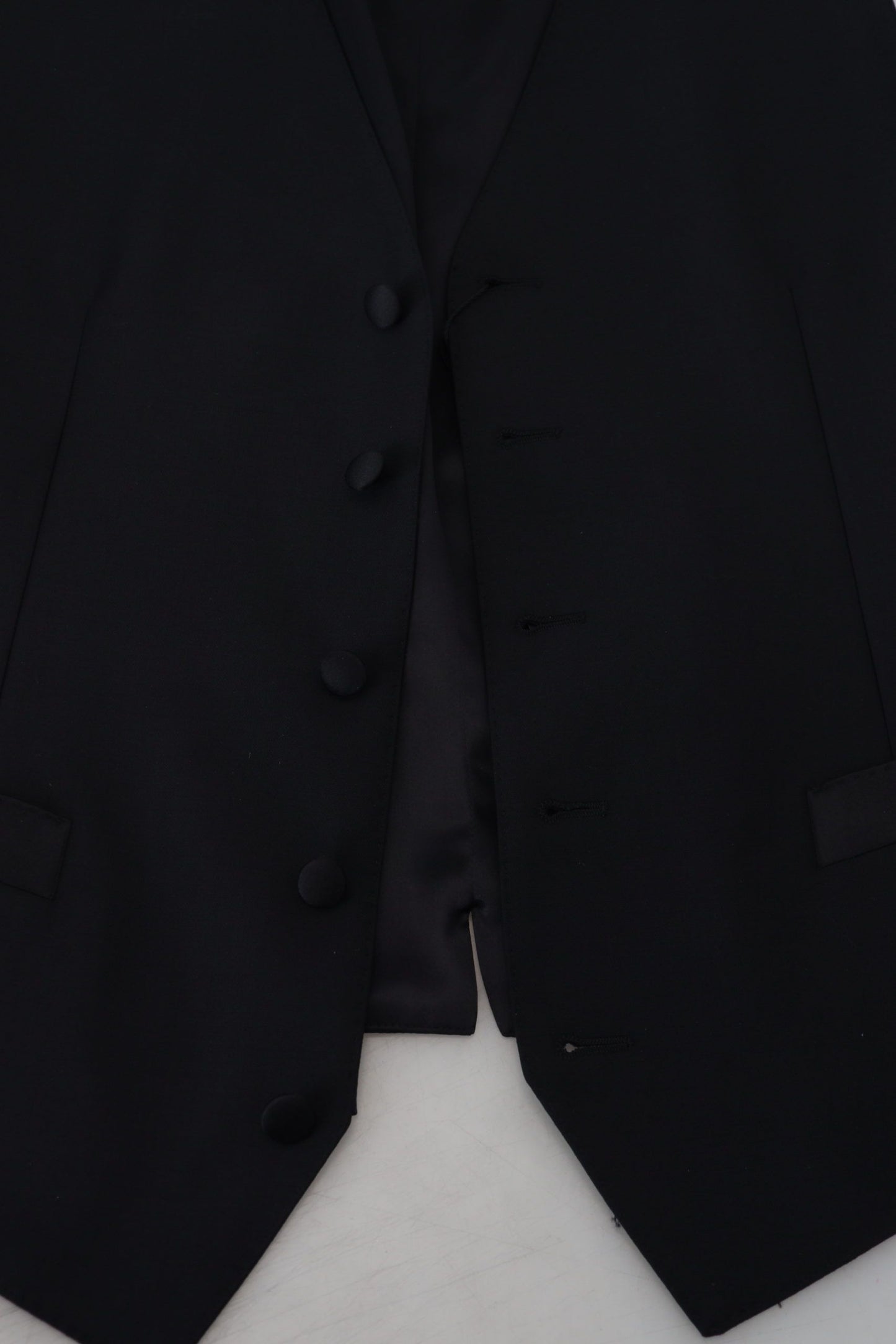 Dolce & Gabbana Black Virgin Wool Waistcoat Formal Dress Vest Dolce & Gabbana