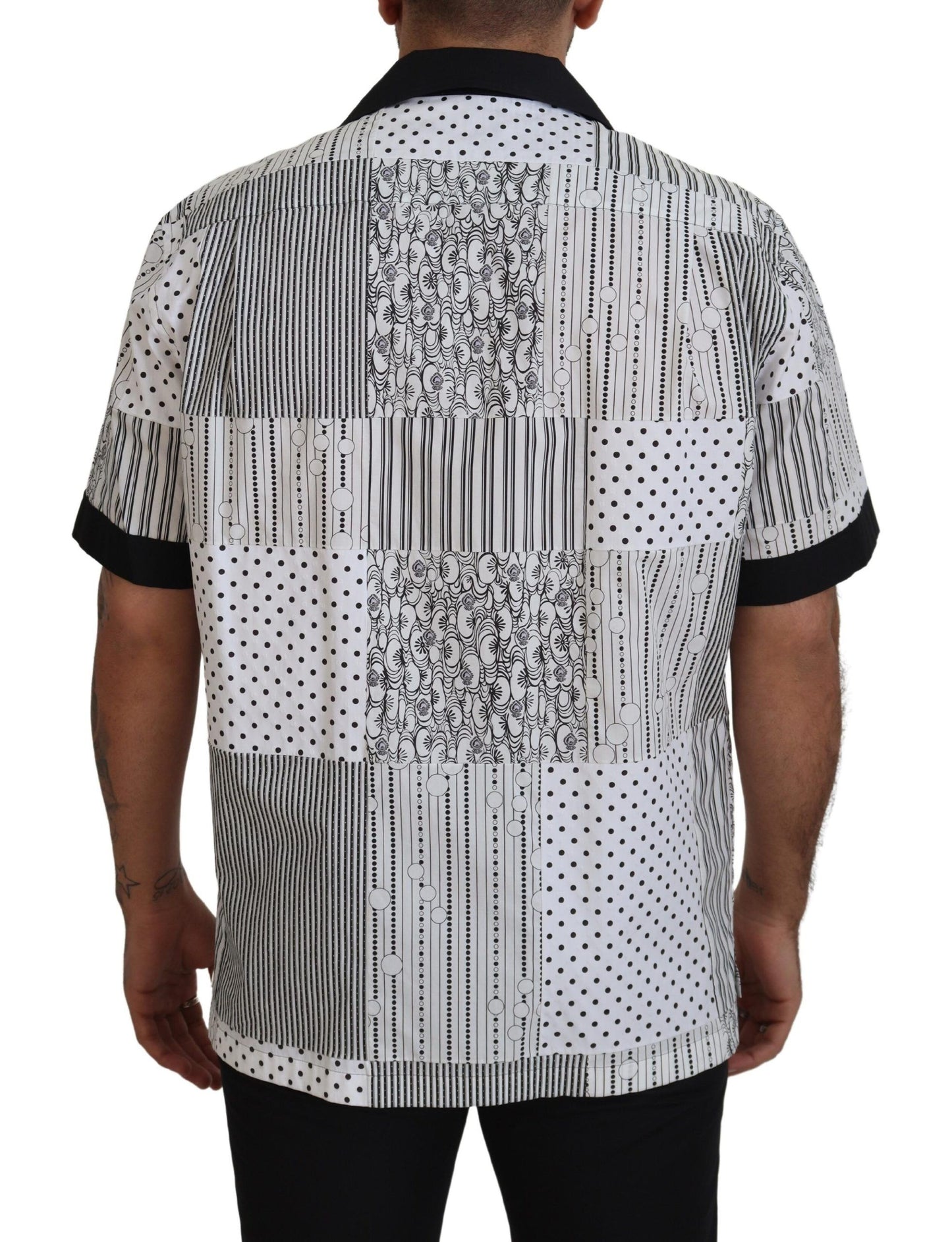 Dolce & Gabbana White Black Patterned Button Down Shirt Dolce & Gabbana