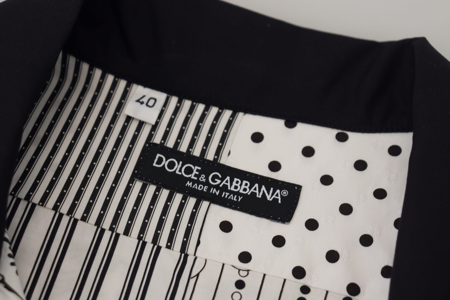 Dolce & Gabbana White Black Patterned Button Down Shirt Dolce & Gabbana