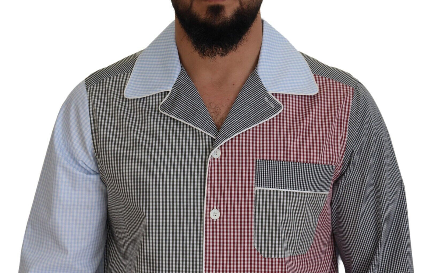 Dolce & Gabbana Multicolor Patchwork Cotton Long Sleeves Shirt Dolce & Gabbana