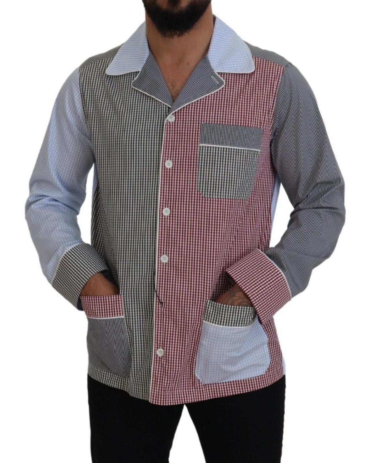 Dolce & Gabbana Multicolor Patchwork Cotton Long Sleeves Shirt Dolce & Gabbana
