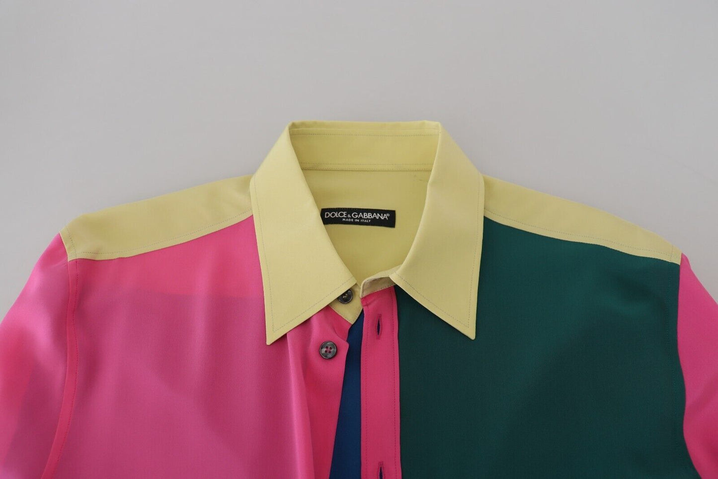 Dolce & Gabbana Multicolor Patchwork Silk Button Down Shirt Dolce & Gabbana