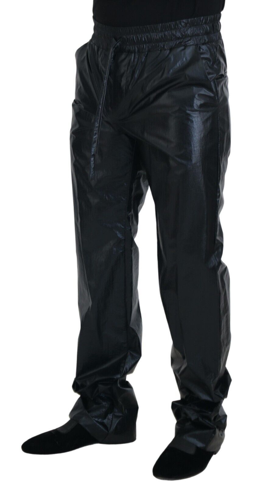 Dolce & Gabbana Black Shining Drawstring Trouser Nylon Pants Dolce & Gabbana