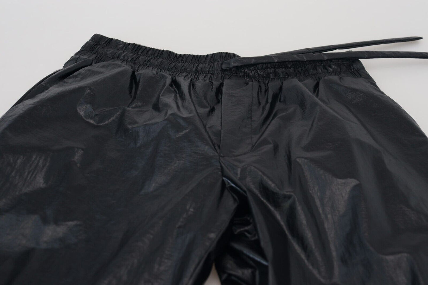 Dolce & Gabbana Black Shining Drawstring Trouser Nylon Pants Dolce & Gabbana