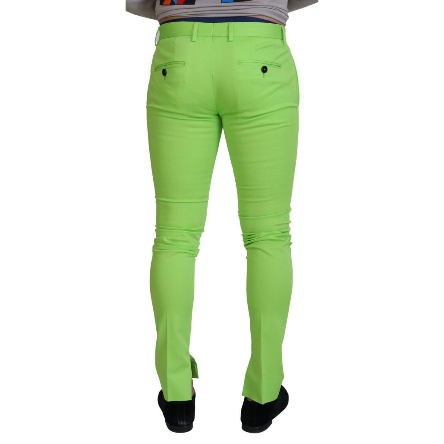 Dolce & Gabbana Light Green Cotton Skinny Men Trousers Pants Dolce & Gabbana