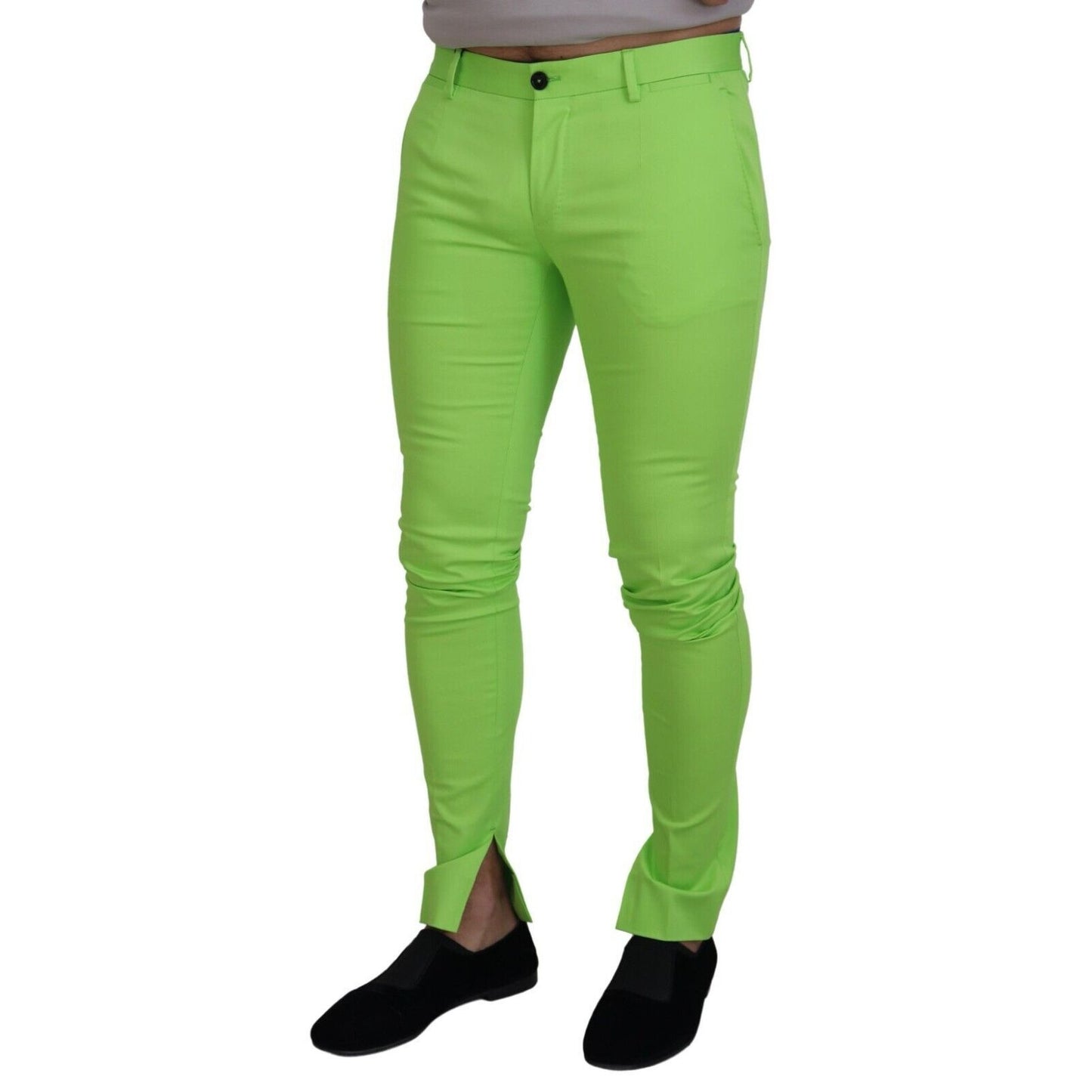 Dolce & Gabbana Light Green Cotton Skinny Men Trousers Pants Dolce & Gabbana