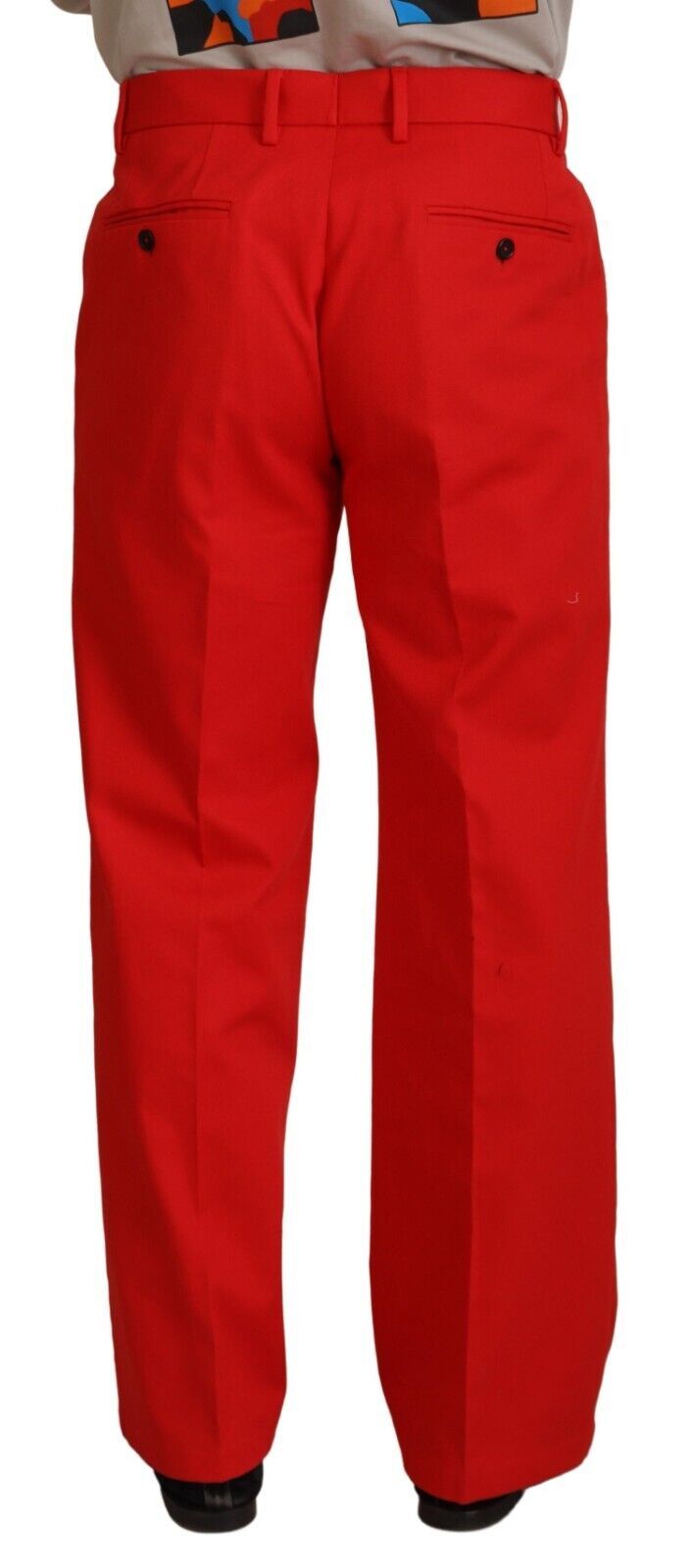 Dolce & Gabbana Red Straight Fit Men Trousers Cotton Pants Dolce & Gabbana