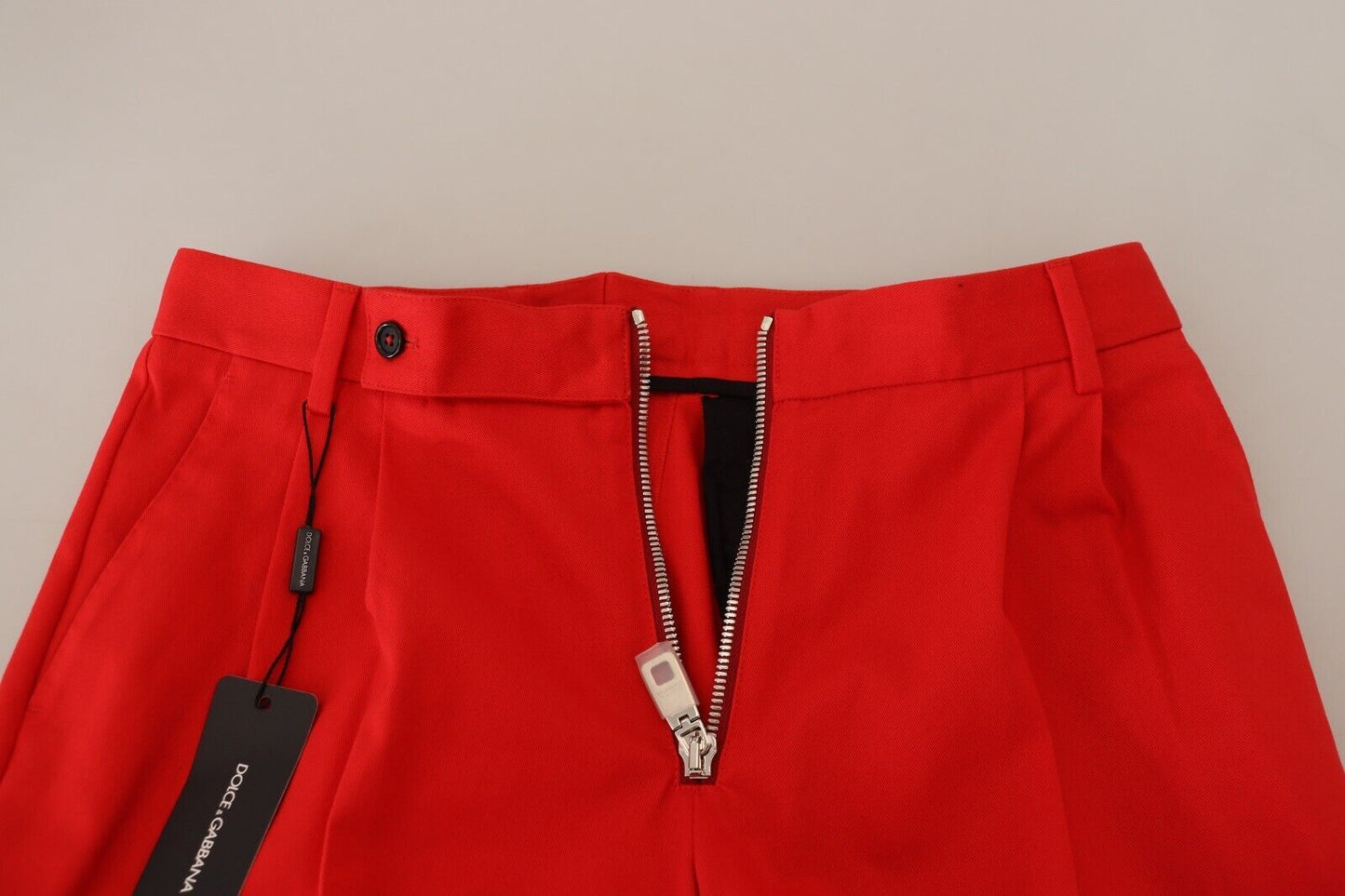 Dolce & Gabbana Red Straight Fit Men Trousers Cotton Pants Dolce & Gabbana