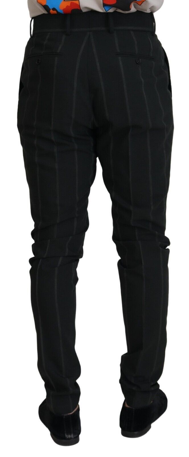 Dolce & Gabbana Black Striped Men Trousers Cotton Pants Dolce & Gabbana