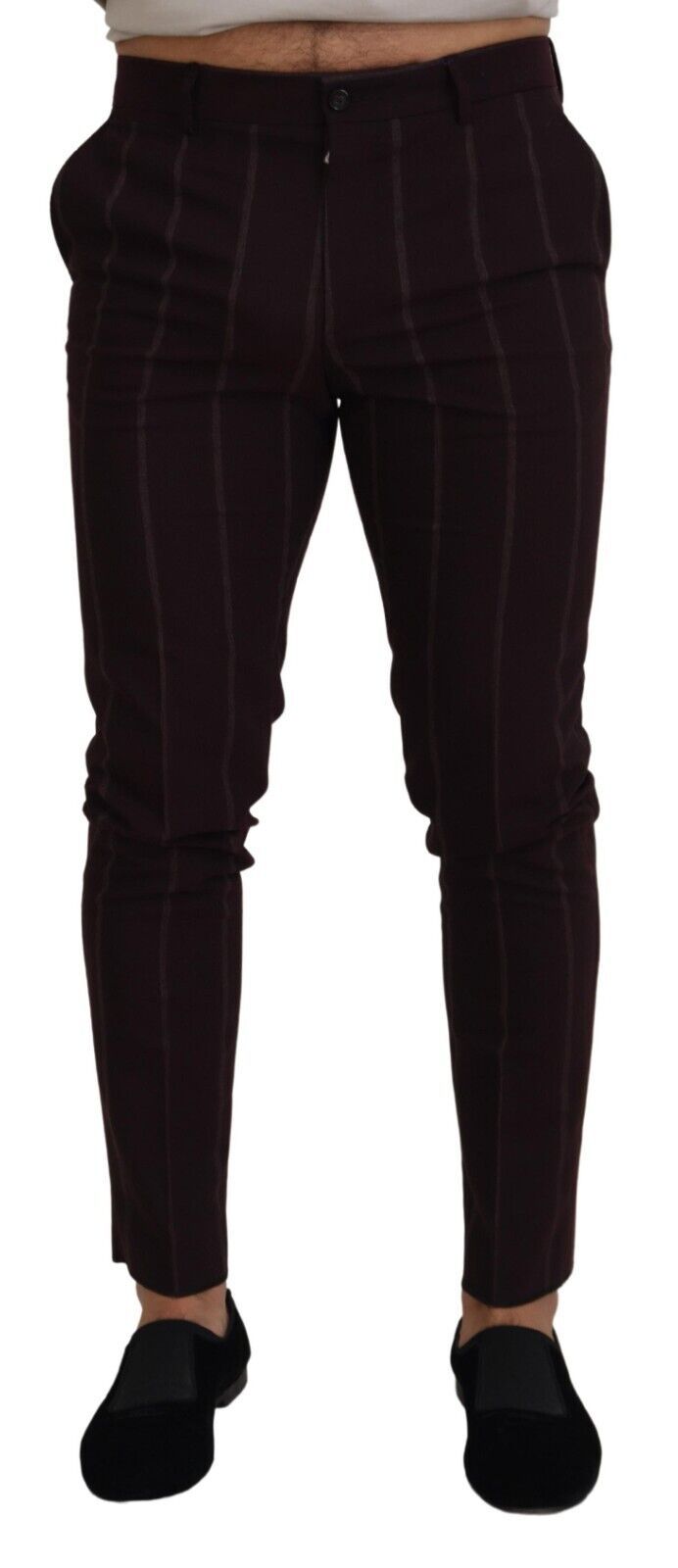 Dolce & Gabbana Brown Striped Men Trousers Cotton Pants Dolce & Gabbana