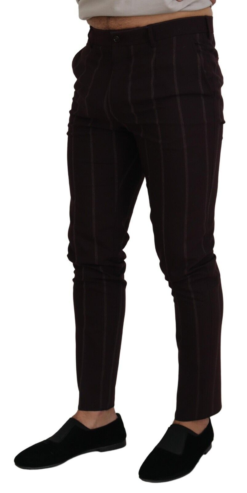 Dolce & Gabbana Brown Striped Men Trousers Cotton Pants Dolce & Gabbana