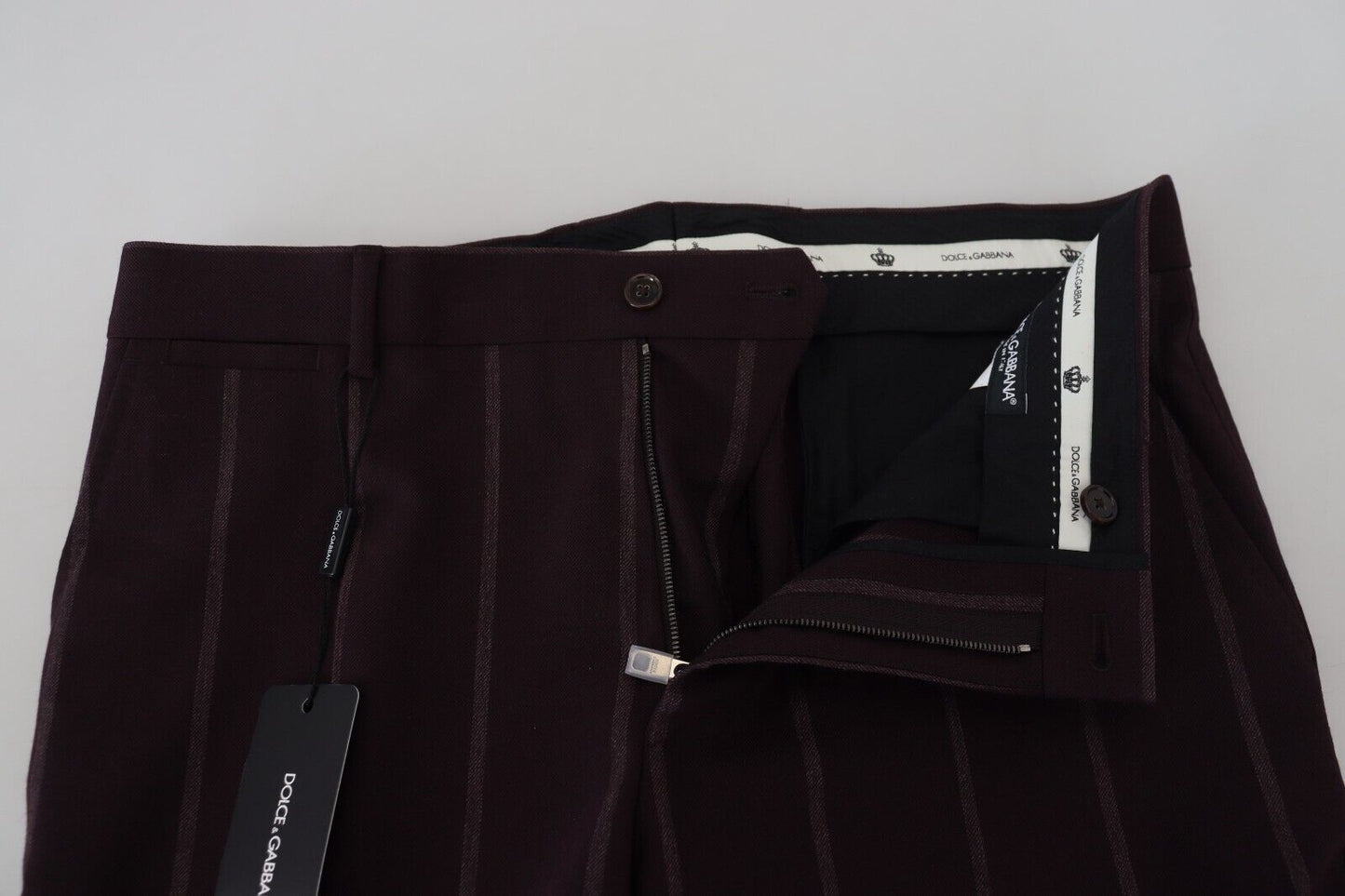 Dolce & Gabbana Brown Striped Men Trousers Cotton Pants Dolce & Gabbana