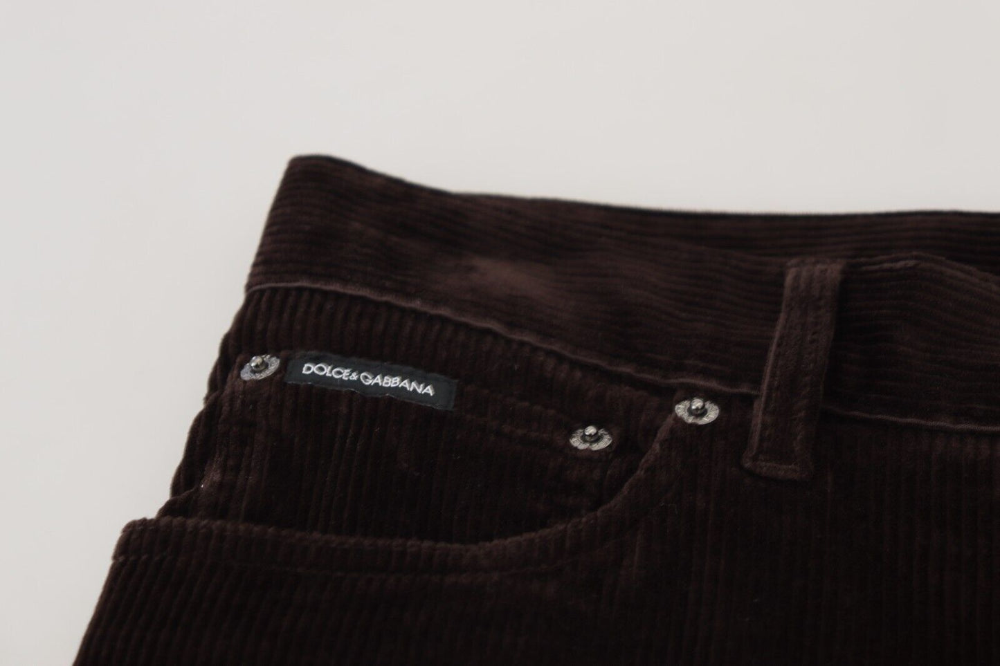 Dolce & Gabbana Brown Corduroy Men Casual Trouser Pants Dolce & Gabbana