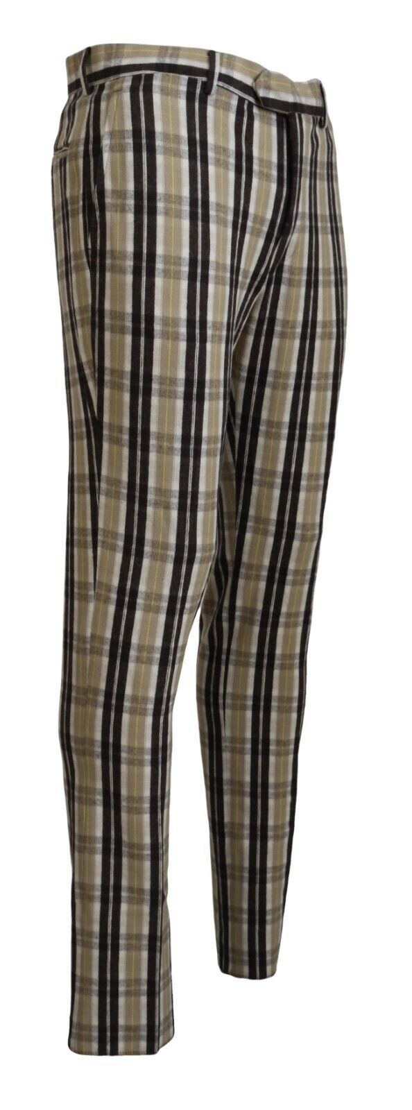 BENCIVENGA Multicolor Checkered Cotton Straight Fit Men Pants BENCIVENGA