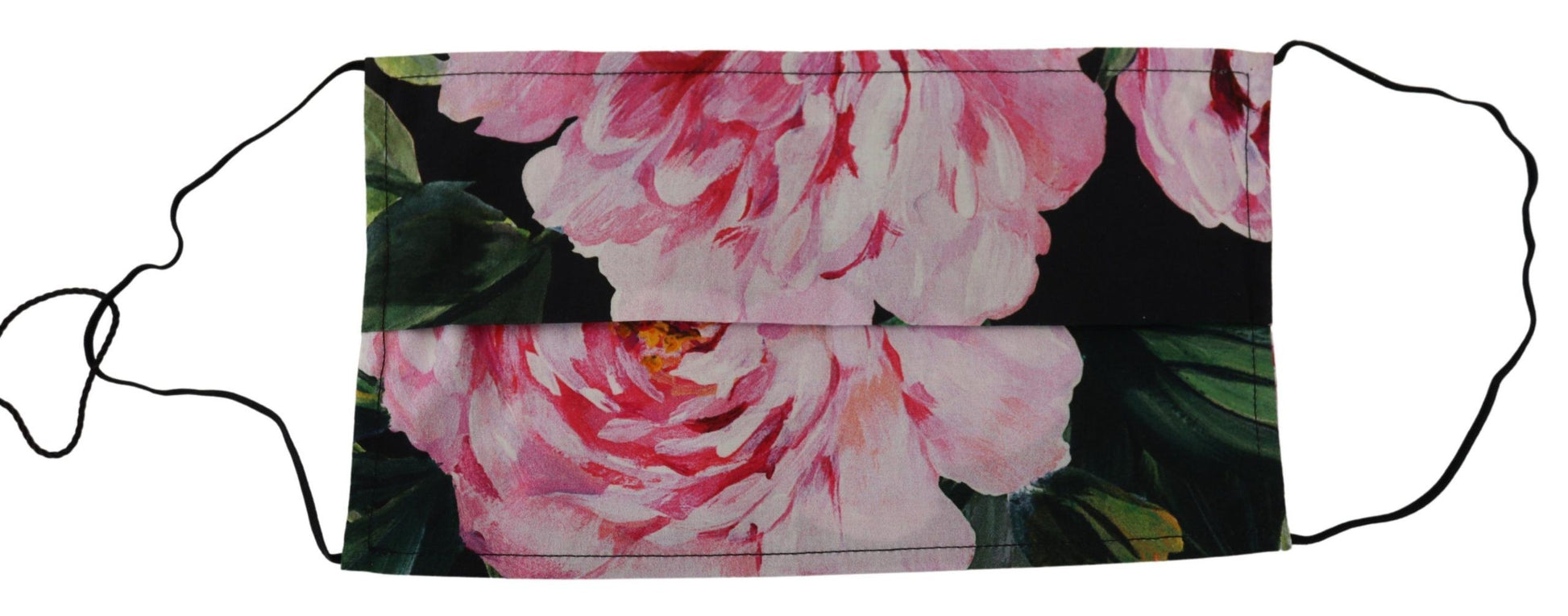 Dolce & Gabbana Black Floral Pleated Elastic Ear Strap Face Mask Dolce & Gabbana