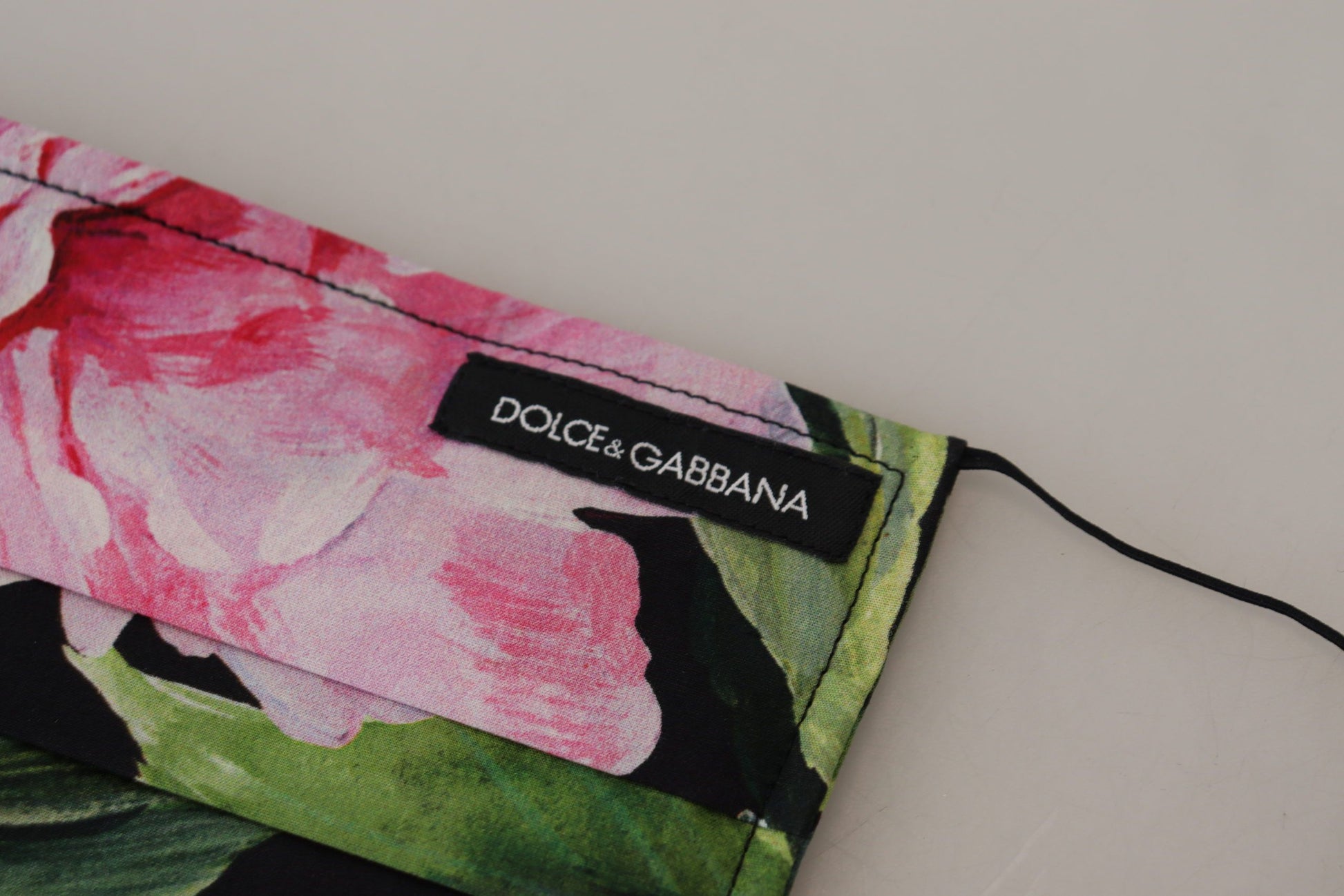 Dolce & Gabbana Black Floral Pleated Elastic Ear Strap Face Mask Dolce & Gabbana