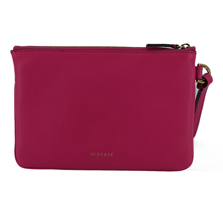 Versace Elegant Pink Leather Pouch Clutch Versace