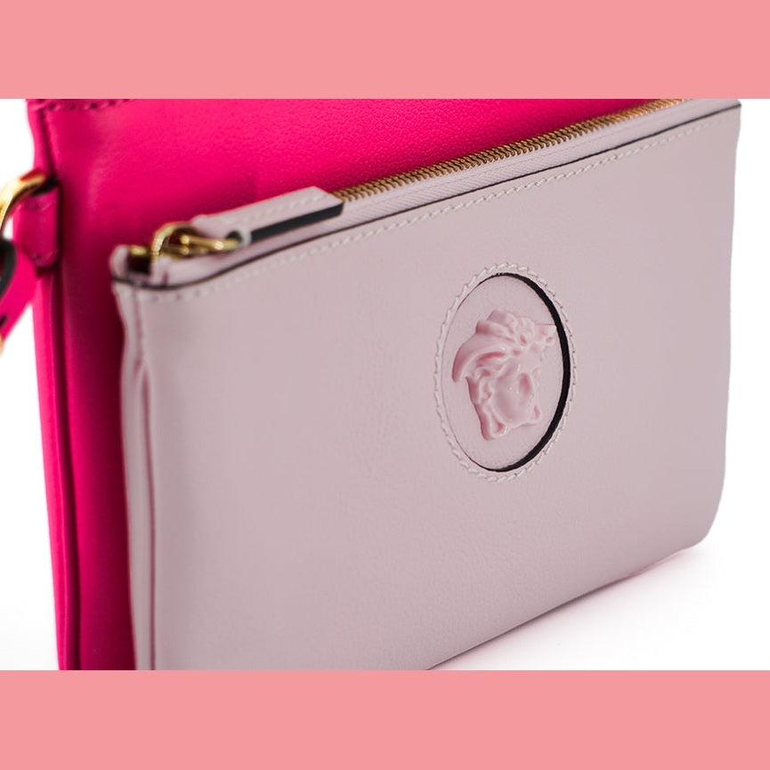 Versace Elegant Pink Leather Pouch Clutch Versace