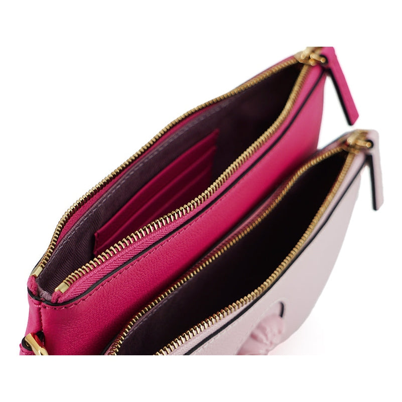 Versace Elegant Pink Leather Pouch Clutch Versace