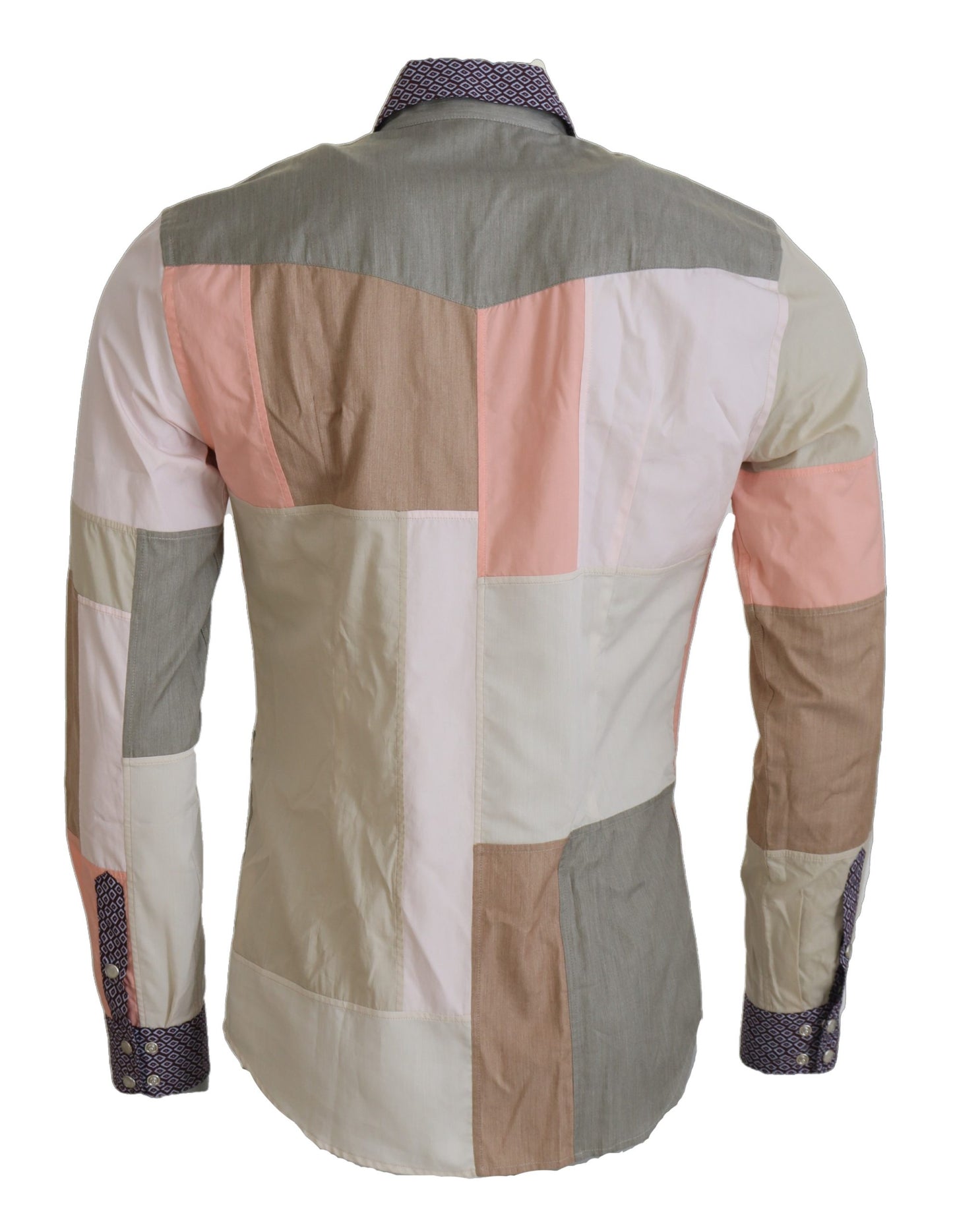 Dolce & Gabbana Multicolor Cotton Patchwork Slim Shirt Dolce & Gabbana
