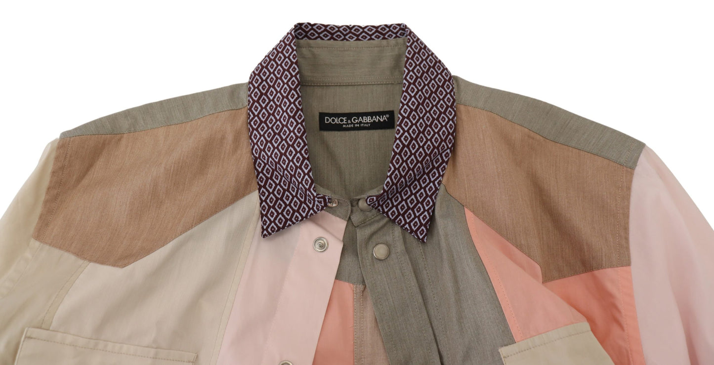 Dolce & Gabbana Multicolor Cotton Patchwork Slim Shirt Dolce & Gabbana