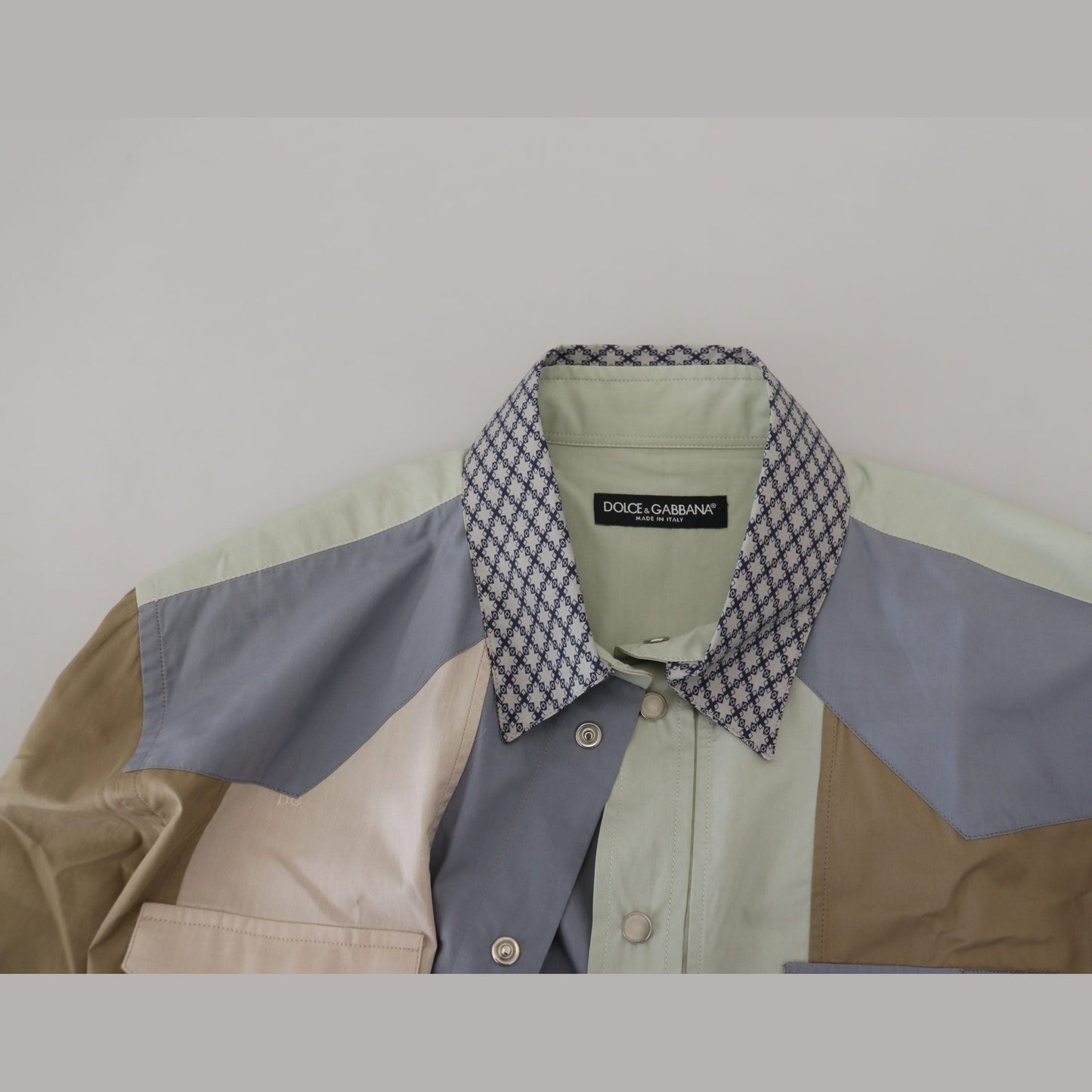 Dolce & Gabbana Multicolor Cotton Patchwork Slim Shirt