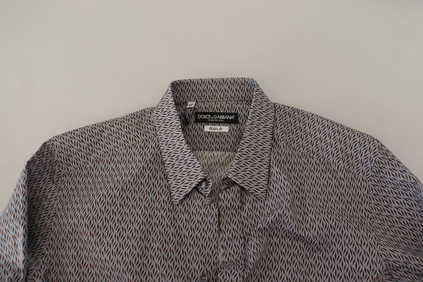 Dolce & Gabbana Gray Brown GOLD Slim Fit Dress Formal Shirt Dolce & Gabbana
