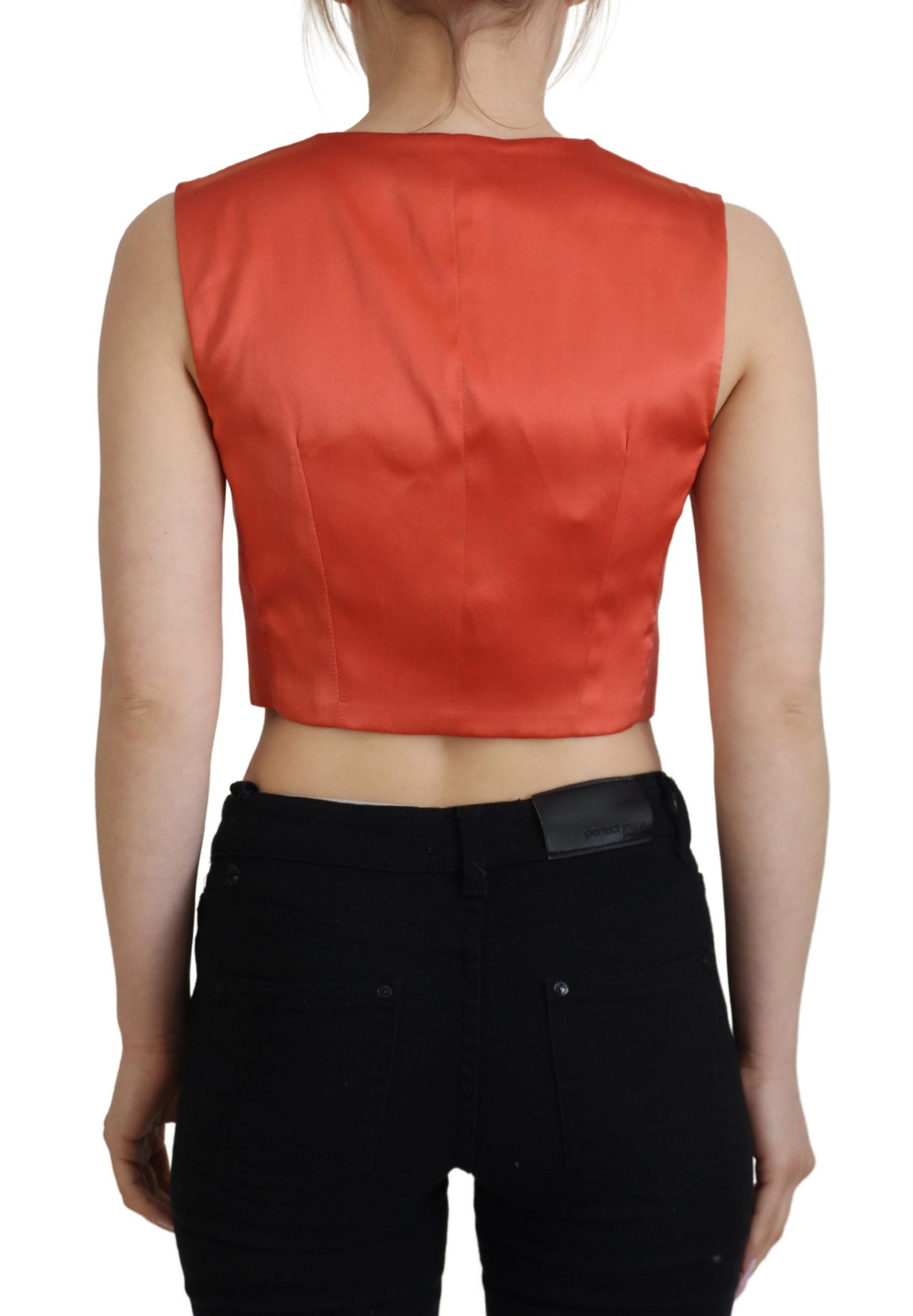 Dolce & Gabbana Orange Sleeveless Waistcoat Cropped Vest Top Dolce & Gabbana