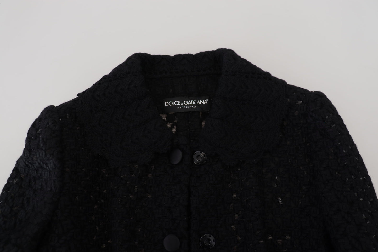 Dolce & Gabbana Black Wool Knitted Button Down Collar Jacket Dolce & Gabbana