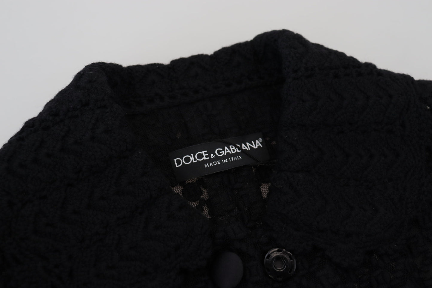 Dolce & Gabbana Black Wool Knitted Button Down Collar Jacket Dolce & Gabbana