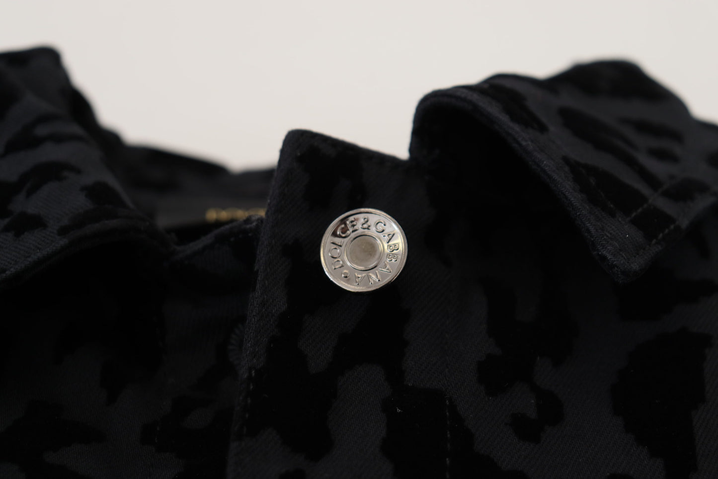 Dolce & Gabbana Black Leopard Long Sleeve Denim Cotton Jacket Dolce & Gabbana
