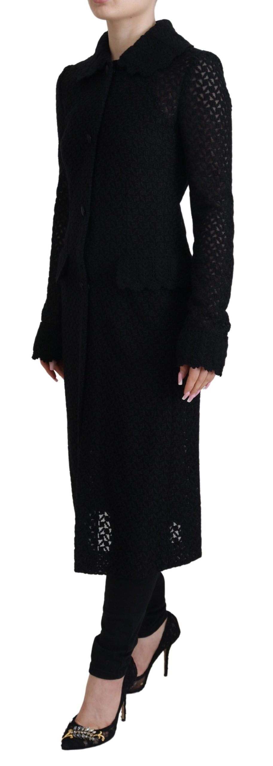 Dolce & Gabbana Black Button Down Long Blazer Cotton Jacket Dolce & Gabbana