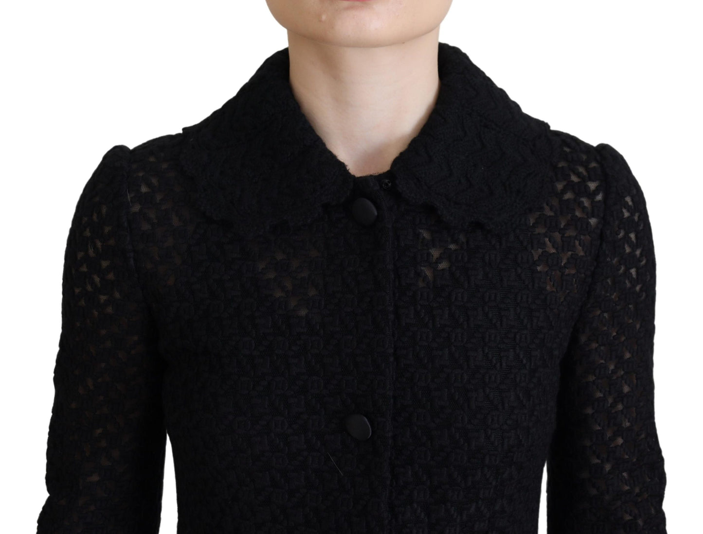 Dolce & Gabbana Black Button Down Long Blazer Cotton Jacket Dolce & Gabbana