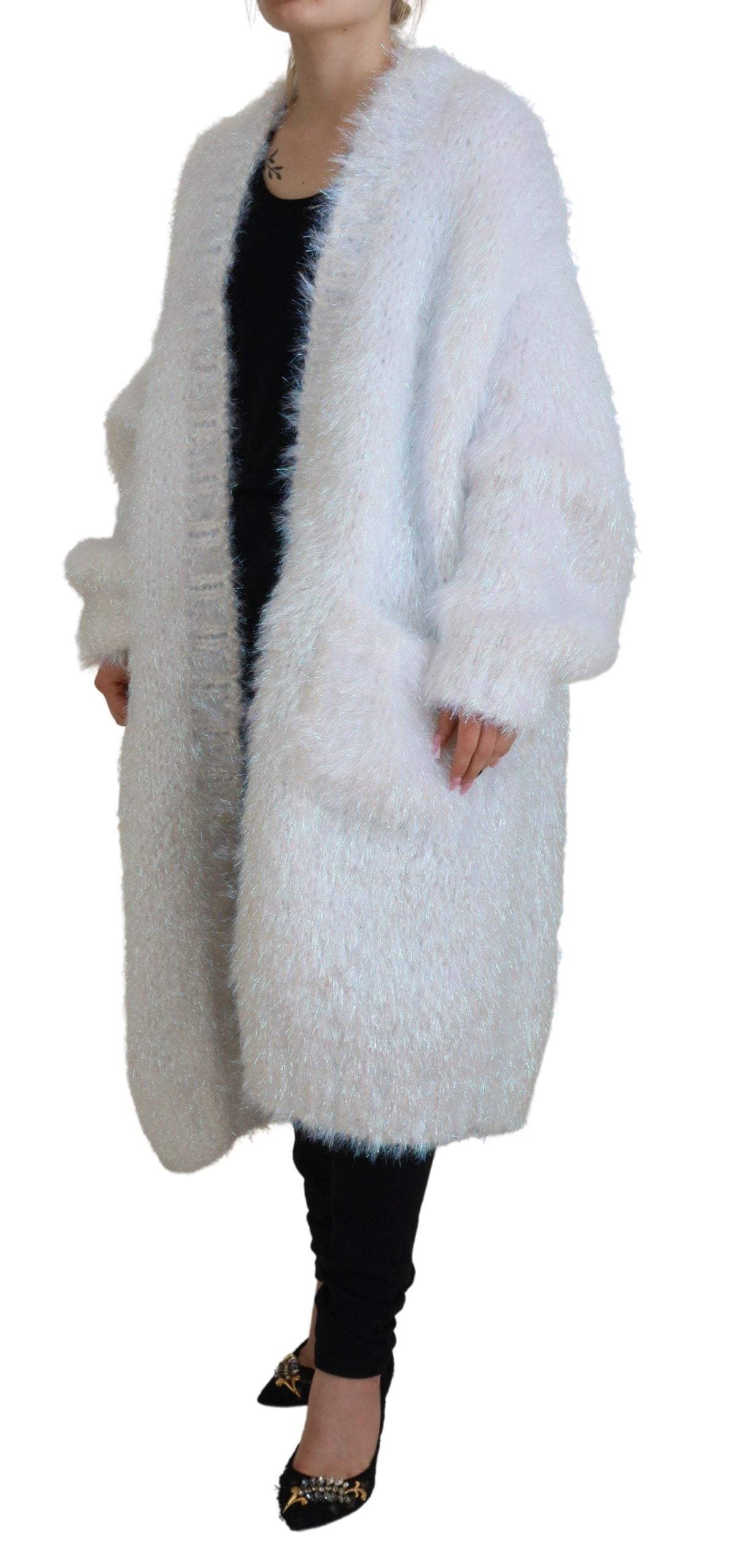 Dolce & Gabbana White Long Sleeves Fringes Cardigan Jacket Dolce & Gabbana