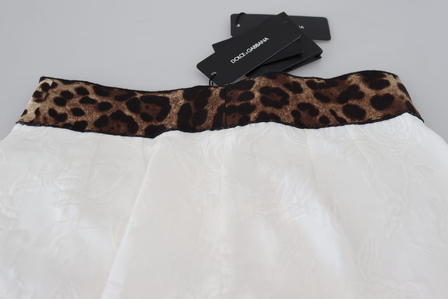 Dolce & Gabbana White Leopard Print High Waist Pants Dolce & Gabbana