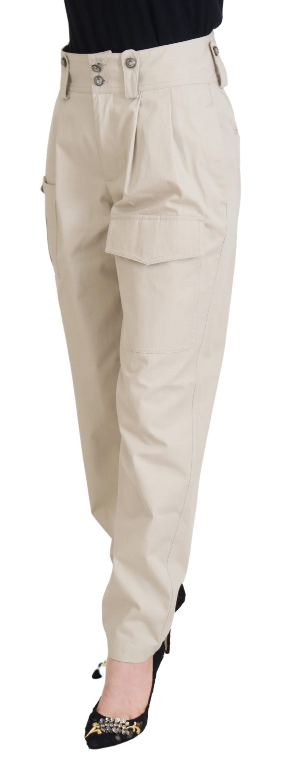 Dolce & Gabbana Beige High Waist Women Pants Dolce & Gabbana