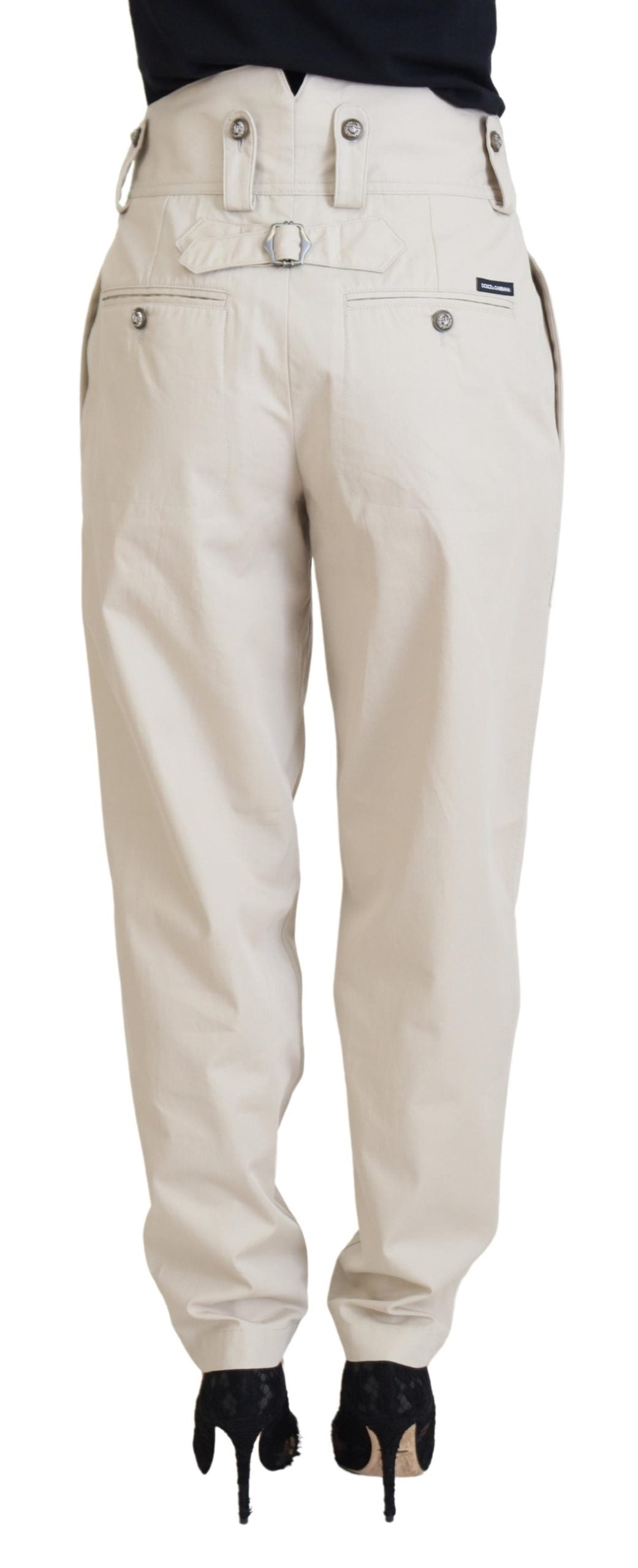 Dolce & Gabbana Beige High Waist Women Pants Dolce & Gabbana