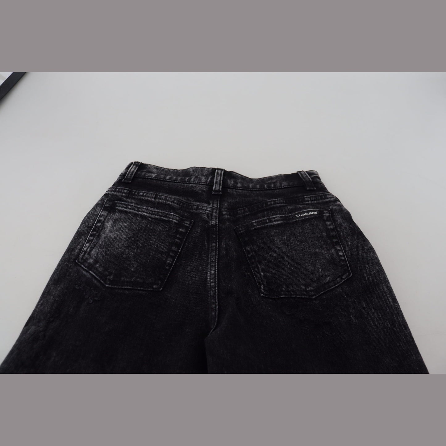Dolce & Gabbana Black Washed Cotton High Waist Denim Jeans