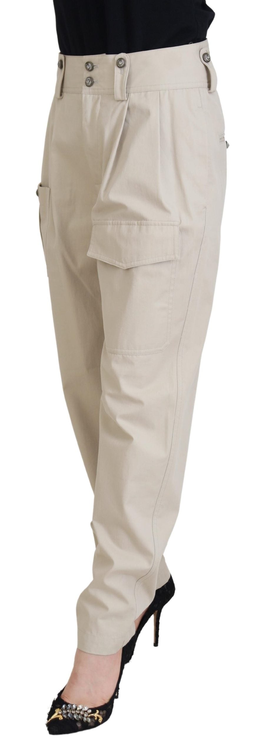 Dolce & Gabbana Beige Cotton Women Cargo Pants Dolce & Gabbana