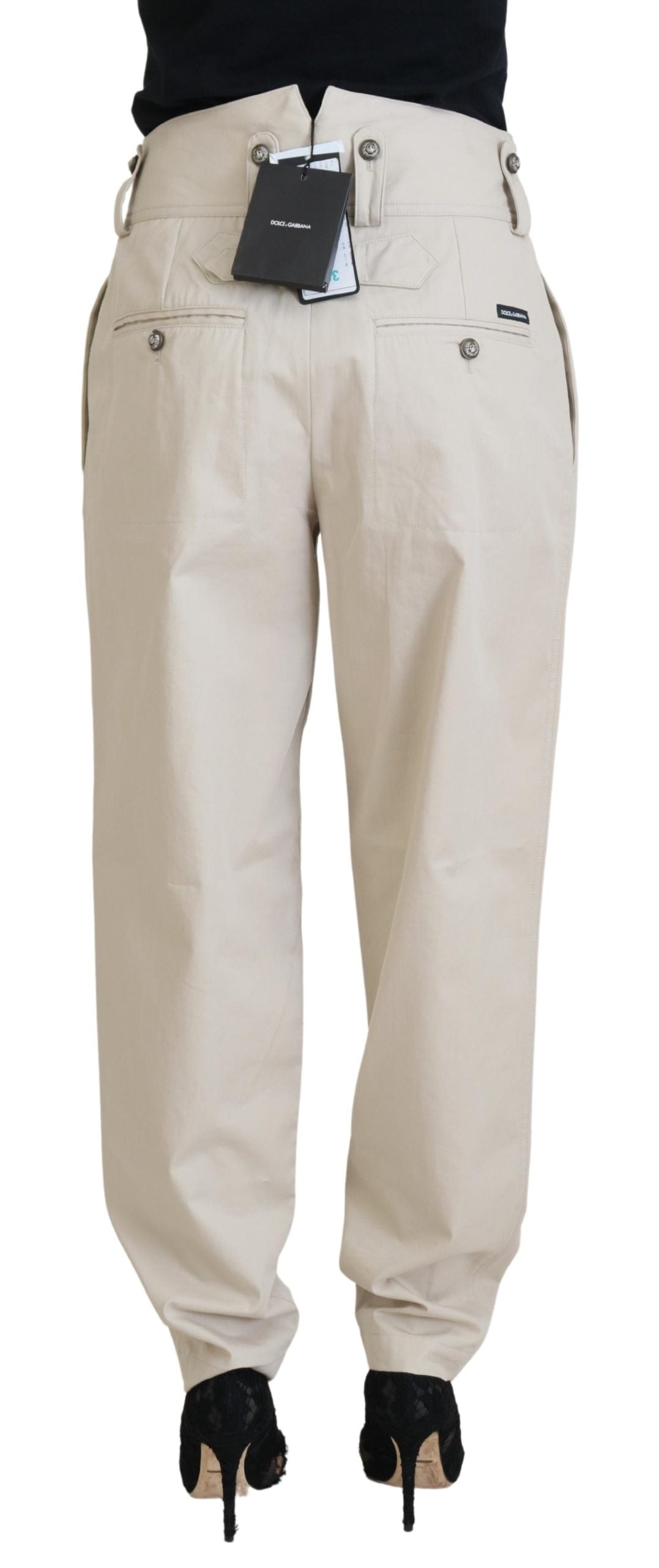 Dolce & Gabbana Beige Cotton Women Cargo Pants Dolce & Gabbana