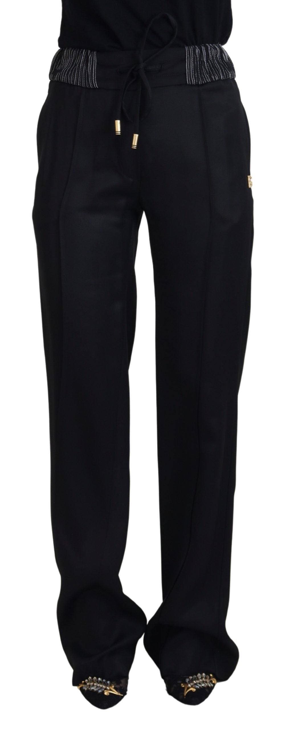 Dolce & Gabbana Black Straight Fit Cotton Pants Dolce & Gabbana